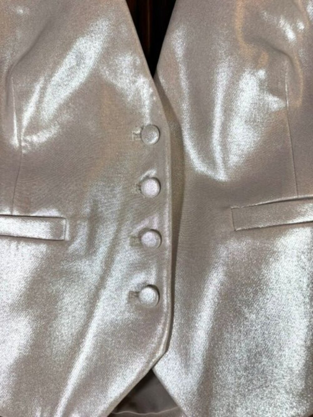 Express Metallic Beige Button Front Back Belt Stretch Halter Vest - Picture 4 of 10